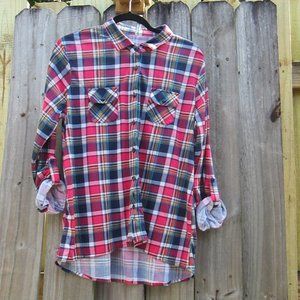 Juniors XL R n B Button Up Plaid Shirt